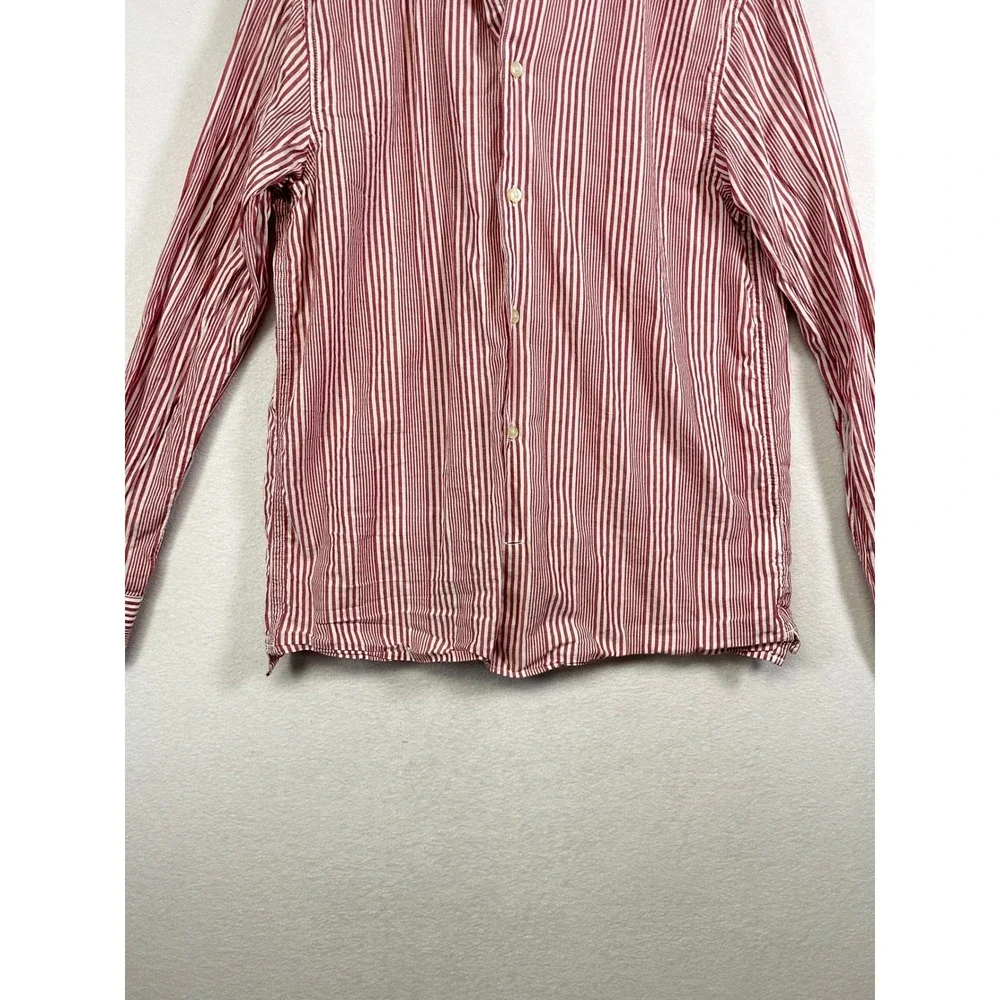 Nautical Banana Republic Button Down Shirt Mens Medium Striped Untucked Slim Fit
